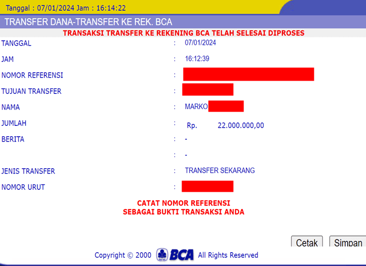 Bukti Pembayaran Kemenangan Live Casino